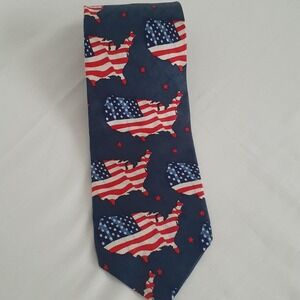 RM Style "USA with Flag" Silk Neck Tie Vintage 1999 Ralph Martin & Co 32629 Rare